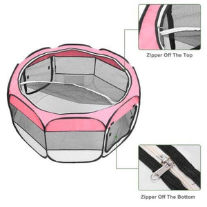 45" Pet Dog Kennel Fence Puppy Playpen Exercise Pen Foldable Pink