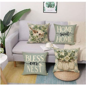 💯CLEARANCE❗️❗️Set of 4 Farmhouse Home Sweet Home Bird Wreath Throw Pillow Cover 18x18💯