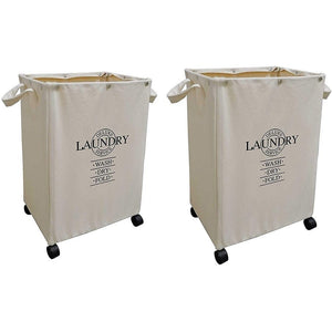 Set of 2 Heavy Duty Laundry Hampers on Wheels, Laundry Basket
