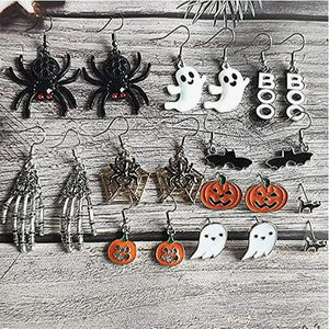 💯SALE❗️❗️9 Pairs Halloween Pumpkin Spider Ghost Drop Dangle Earrings Party Costume💯