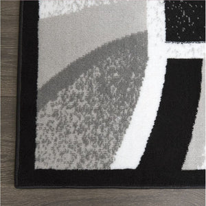 Modern Area Rug, Contemporary Black/Gray 21"x35"