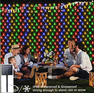 Solar Net Mesh Waterproof String Lights, 200 Light 10 ft x 6.6 ft, Multicolor for Indoor Outdoor