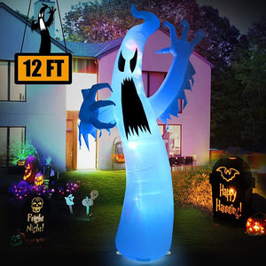 12 Ft Giant Halloween Inflatable Ghost, Blow Up Halloween Decorations Built-in LED
