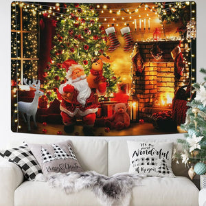 (51.2 × 59.1 inches) Wall Decor hristmas Tapestry Christmas Tree Tapestry Backdrop, Santa Claus