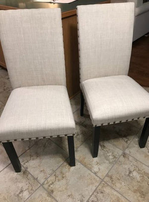 NEW Nailhead-trim Fabric Dining Chairs High Back Parson Dining Chairs (Set of 2) | Cream