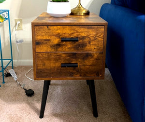Set of 2 Vintage Bedside Table W/ 2 Drawer Storage, Home Furniture Nightstands