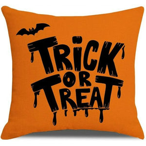 💯Set of 4 Halloween Decor Trick or Treat Throw Pillows Covers Black Orange 18x18"💯