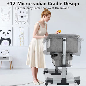 17lbs Bedside Crib with Storage Basket, Adjustable Portable Bed for Infant/Newborn