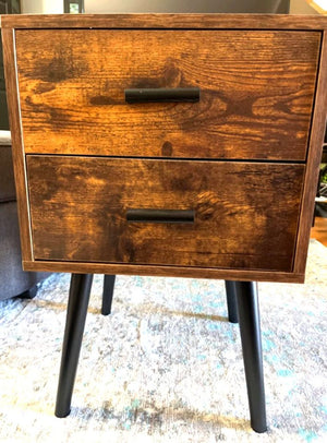 Set of 2 Vintage Bedside Table W/ 2 Drawer Storage, Home Furniture Nightstands