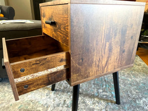 Set of 2 Vintage Bedside Table W/ 2 Drawer Storage, Home Furniture Nightstands