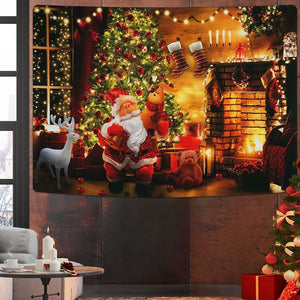 (51.2 × 59.1 inches) Wall Decor hristmas Tapestry Christmas Tree Tapestry Backdrop, Santa Claus