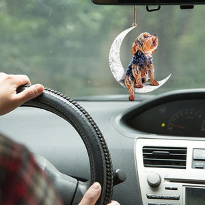 cute Dog Sitting On Moon Car Decor