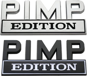 2 PIMP Edition Car Emblem Metal Adhesive Black & Chrome