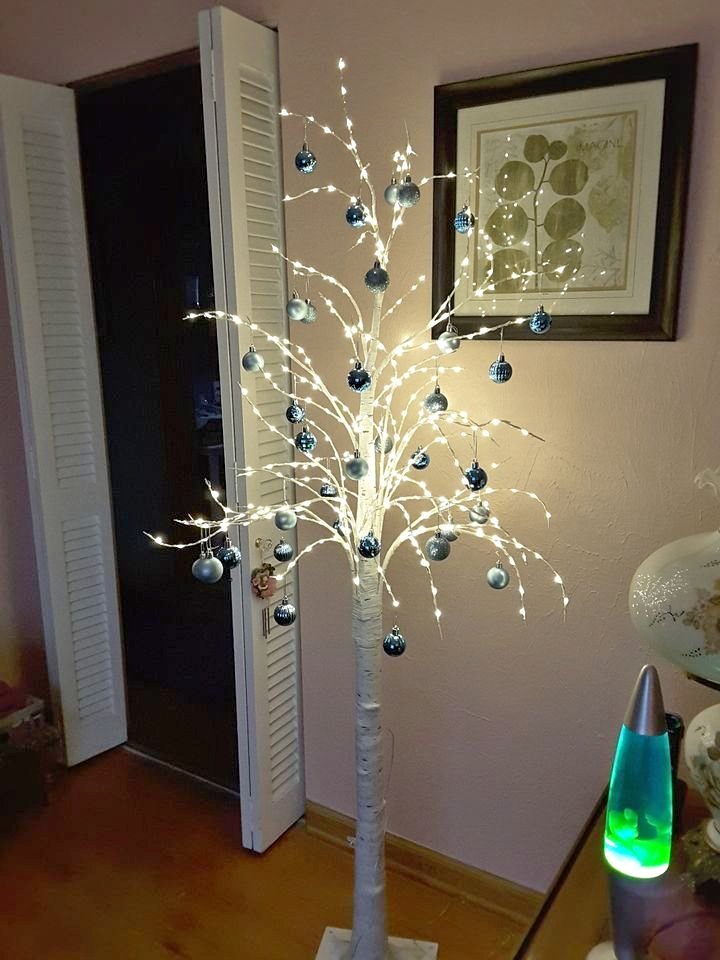🎄🤶 Set of 2, Led Lighted Birch Tree, Table Top Centerpieces 24 Inch 2FT