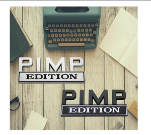 2 PIMP Edition Car Emblem Metal Adhesive Black & Chrome