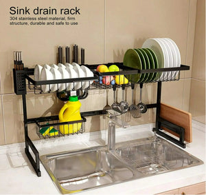 100%New 12lbs Dish Drainer, 33.5inc Tableware Storage Rack, Sink Drain Rack No Shake, Thicken