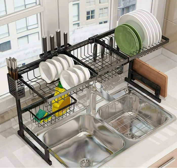 100%New 12lbs Dish Drainer, 33.5inc Tableware Storage Rack, Sink Drain Rack No Shake, Thicken