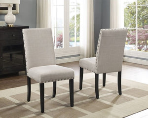 NEW Nailhead-trim Fabric Dining Chairs High Back Parson Dining Chairs (Set of 2) | Cream
