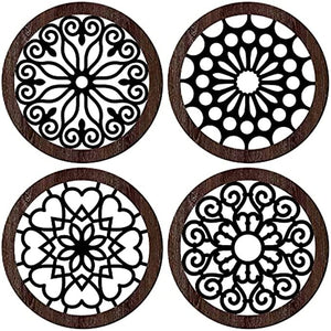 4 Pcs Thickened Rustic Wood Round Wooden Frame Wall Art Modern Hanging Decoration