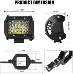 Dual LED Work Light Pods with Towing Hitch Mount Bracket for Truck Trailer SUV Pickup Off-Road