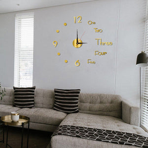 3D Large Wall Clock Mirror Surface Modern DIY Sticker Office Home Shop Art Decor