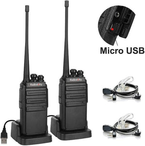Long Range Walkie Talkies,UHF Two Way Radio Rechargeable. Air Acoustic Earpiece with Mic (2 Pack)