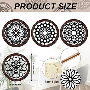 4 Pcs Thickened Rustic Wood Round Wooden Frame Wall Art Modern Hanging Decoration