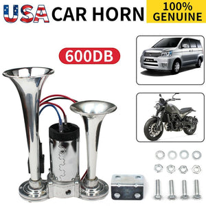 600DB 12V Dual Trumpets Super Loud Car Electric Horn Truck Boat Train Speaker 09/22 B