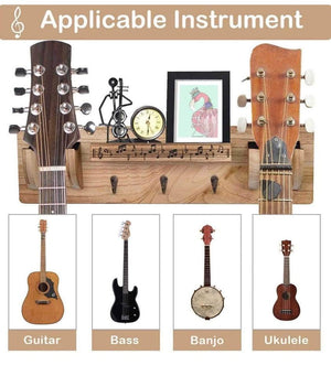 Guitar Wall Mount Holder Guitar Hanger Stand Hanging Rack , with Guitar Accessories Storage Shelf