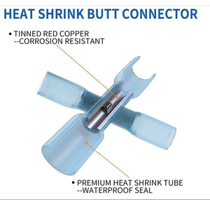 200Pcs Heat Shrink Butt Connectors Waterproof Electrical Wire Crimp for Automotive