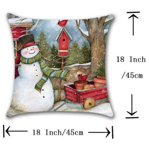 Set of 4 Red Throw Pillow Covers Series Cushion Holiday Christmas Decorations 18x18 Inches