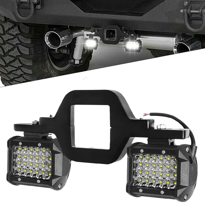 Dual LED Work Light Pods with Towing Hitch Mount Bracket for Truck Trailer SUV Pickup Off-Road