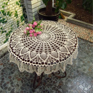 Handmade Crochet Cotton Tablecloth Round Crochet Tablecloths, 31.5"