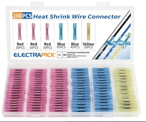 200Pcs Heat Shrink Butt Connectors Waterproof Electrical Wire Crimp for Automotive