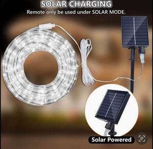 Brand new. Solar Rope String Lights Outdoor, 33FT 240 LED Solar Rope Lights[8 Mode/with Remote],Wate