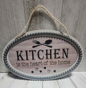 Kitchen Is The Heart Of The Home Hanging Plaque Cute Decor Farmhouse Country Cottage