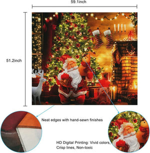(51.2 × 59.1 inches) Wall Decor hristmas Tapestry Christmas Tree Tapestry Backdrop, Santa Claus