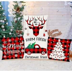 Set of 4 Christmas Throw Pillow Covers For Home Decor Xmas Pillowcase 18 x 18 Inches