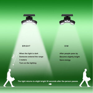 1 Pcs Solar Motion Sensor Light Outdoor Waterproof Dual Head Spotlights