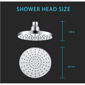Rain Showerhead, High Pressure Shower Heads Powerful Spray Adjustable Angle 6.1 Inches