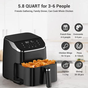 🔥11lbs 1500W 5.8Qt Large Air Fryers, 10-in-1 Digital Air Fryer Hot Oven Cooker, LED Touch Screen