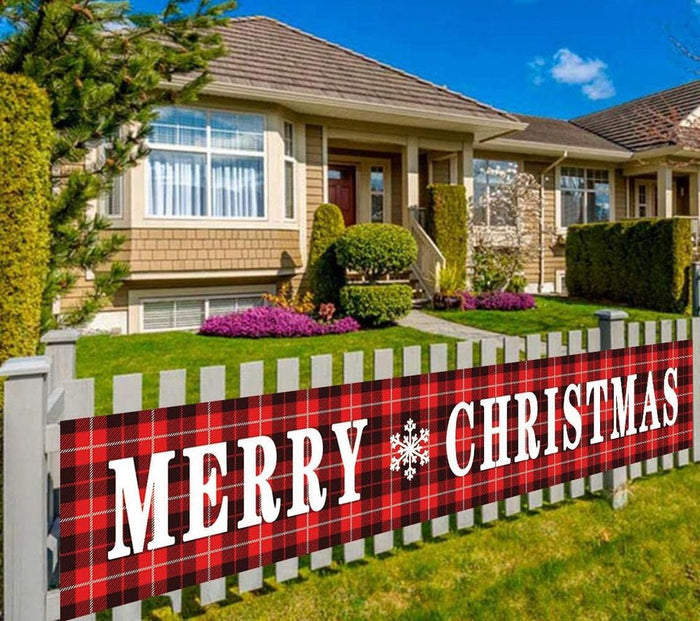 SALE ‼️ Red Buffalo Plaid Yard Christmas Banner Decor for Outdoor Indoor (9.8 x 1.6 feet)