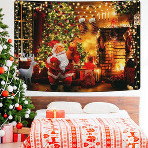 (51.2 × 59.1 inches) Wall Decor hristmas Tapestry Christmas Tree Tapestry Backdrop, Santa Claus