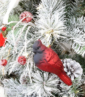 Glass Cardinal Christmas Ornaments (6-Pack); Red Bird Holiday Tree Decorations