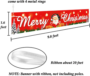 💥HOT!💥Merry Christmas Banner - Large Outdoor Christmas Home Decorations Xmas Yard Sign, 9.8x1.6 ft💥