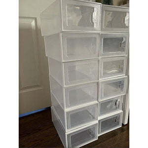Large 12 Pack Shoe Storage Box Brand New Stackable Organizers Chest Rack