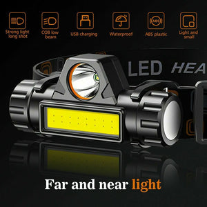 2 Pack USB Rechargeable Waterproof LED Headlamp Headlight