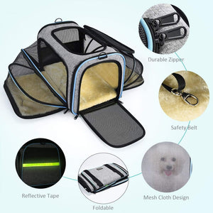 Pet Carrier ,Airline Approved, Expandable Foldable Soft Travel Bag/Purple