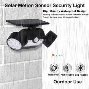 1 Pcs Solar Motion Sensor Light Outdoor Waterproof Dual Head Spotlights