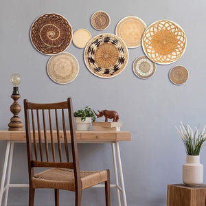 9 Pcs Boho Basket Round Modern Peel and Stick Wall Decals for Bedroom Living Room Office Wall